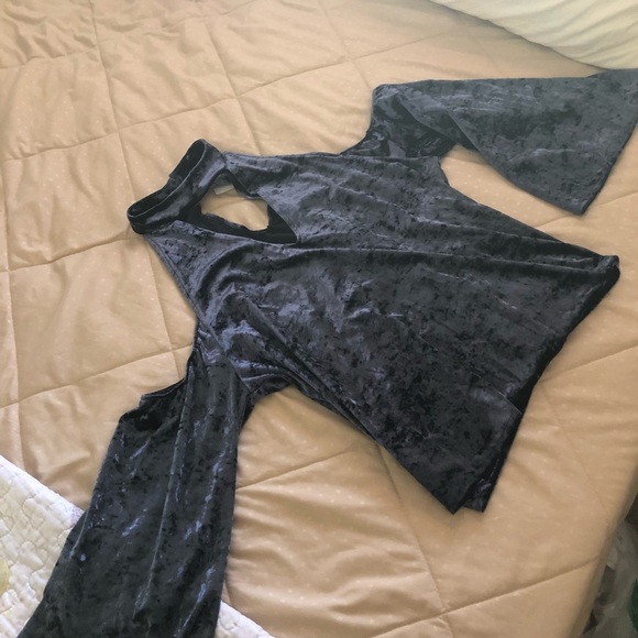 NWT American Eagle Blue Velvet Choker Top large - Picture 5 of 6